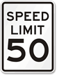 Speed Limit 50 MPH Aluminum Speed Limit Sign