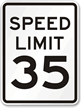 Speed Limit 35 MPH Aluminum Speed Limit Sign
