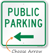Public Parking Sign with Arrow