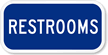 Blue Restrooms Sign