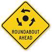Roundabout Ahead with Anti Clockwise Direction Arrows Sign