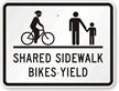 Cyclists & Pedestrians Shared Sidewalk Bikes Yield Sign