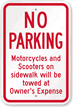 No Parking Motorcycles And Scooters On Sidewalk Sign