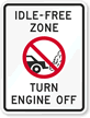 Idle-Free Zone, Turn Off Engine (With Graphic) Sign