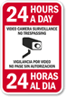 Bilingual 24 Hours Video Camera Surveillance Sign