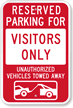 Reserved Parking For Visitors Only Sign