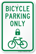 Bicycle Parking Only Sign with Lock Symbol