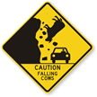 Caution Falling Cows Funny Road Sign