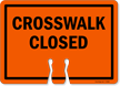 CROSSWALK CLOSED Cone Top Warning Sign