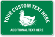 Custom Private Road Sign with Chicken Graphic