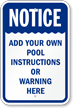 Custom Pool Instructions And Warning Notice Sign