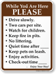 Drive Slowly, No Littering Campground Rules Sign