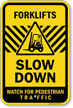 Forklifts Slow Down Watch for Pedestrian Traffic Sign