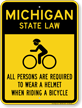 Helmet Law Sign For Michigan