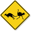 Kangaroo Ostrich Crossing Symbol Sign