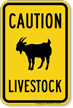 Livestock Caution Sign, Goat Symbol