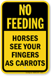 No Feeding Or Touching Horses Sign