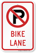 No Parking Bike Lane Sign with Graphic