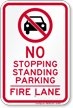 No Parking Or Stopping, Fire Lane Sign