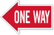 One Way, Left Die Cut Directional Sign