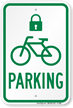 Bicycle Parking Sign with Lock Symbol