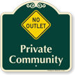 Private Community, No Outlet Signature Sign