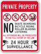 Private Property No Skateboarding Surveillance Sign