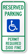 Reserved Parking Permit Required Fine Sign