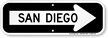 San Diego City Traffic Direction Sign