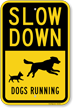 Slow Down Dogs Running Sign