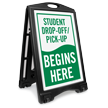 Student Drop-Off Pick-Up Begins Portable Sidewalk Sign