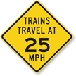 Train Travel at 25 MPH Speed Limit Sign