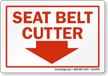 Seat Belt Cutter Down Arrow Label