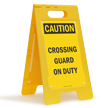 Crossing Guard On Duty Standing Floor Caution Sign