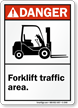 ANSI Danger Forklift Traffic Area Sign