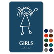 Girls Stick Figure TactileTouch Braille Restroom Sign