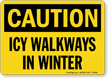 Icy Walkways In Winter Sign