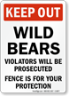 Keep Out Wild Bears, Violators Prosecuted Sign