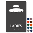Ladies Floppy Hat Braille Restroom Sign
