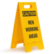 Men Working Ahead Caution Standing Floor Sign