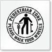 Pedestrian Zone, Walk Your Wheels Pedestrian Stencil