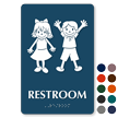 Restroom Braille Sign With Boy Girl Symbols