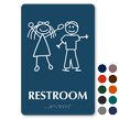 Restroom Braille Sign with Stick Figures Boy Girl