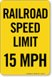 Railroad Speed Limit 15 MPH Sign