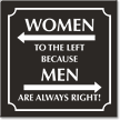 Women Left Because Men Always Right Bathroom Sign