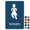 Women Braille Restroom Sign with Dancing Woman Graphic