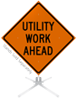 Utility Work Ahead Roll Up Sign