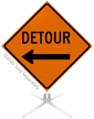 Detour Left Arrow Symbol Roll-Up Sign
