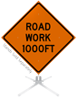 Road Work 1000 Feet Roll-Up Sign