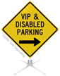 VIP And Disabled Parking Right Arrow Roll Up Sign